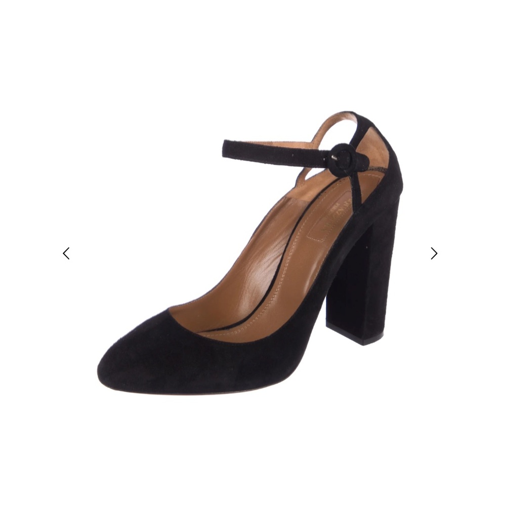 Aquazzura Black Suede Ankle Strap Heels